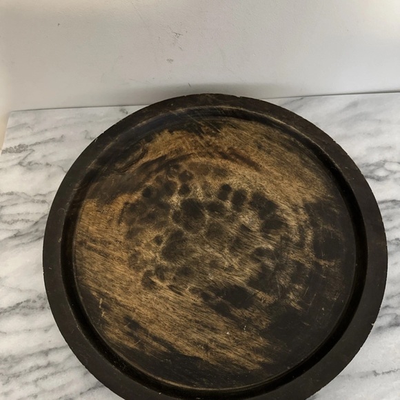 Rustic Wooden Round Tray 15” D aged solid wood - Picture 6 of 7